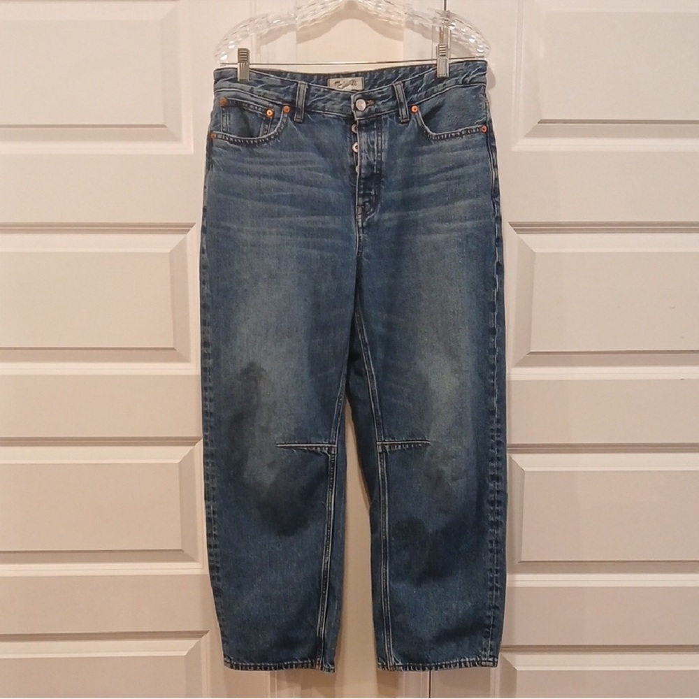Madewell The Darted Barrel Leg Jeans Button Fly Size 28